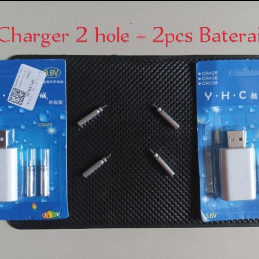 Charger + 2 Baterai Pelampung Pancing Elektrik Type Cr425 Rechargeable