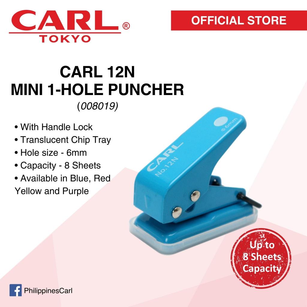 

CARL MINI SIZE ONE HOLE PUNCH 12N WITH HANDLE LOCK WARNA CAMPUR - PLONG 1 LUBANG - PELUBANG KERTAS