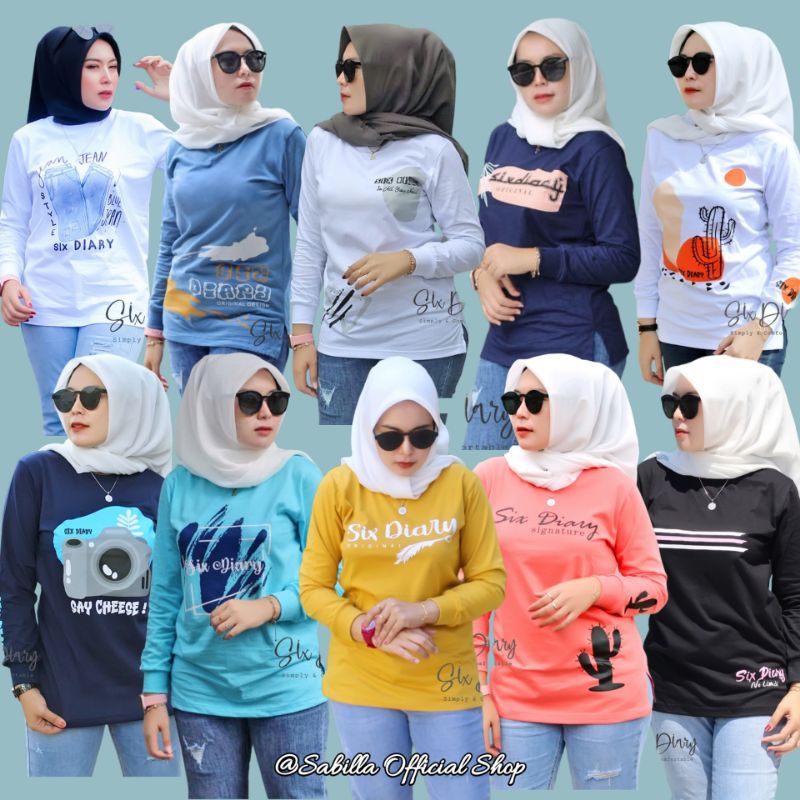 Baju Atasan Wanita Kekinian | Kaos lengan Panjang Wanita Original Six Diary