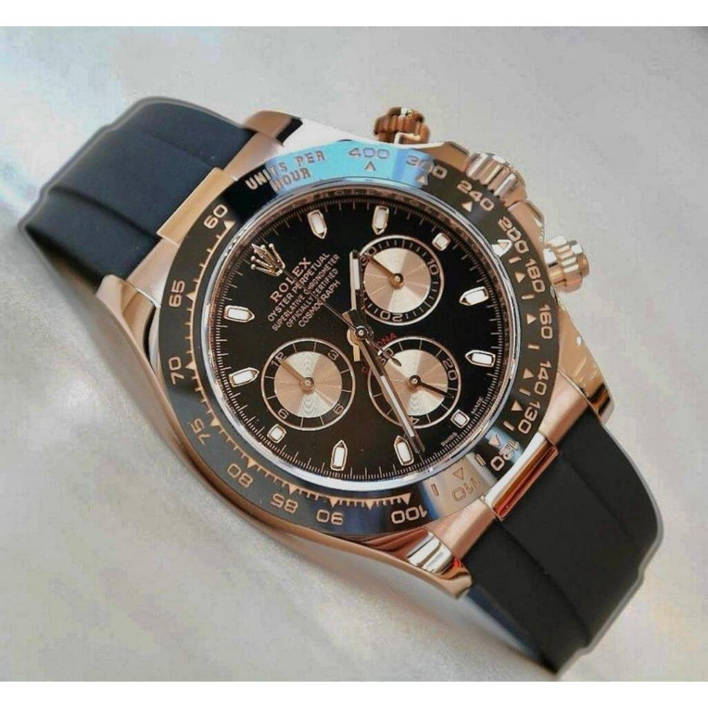 New Jam Rolex Daytona Tali Rubber - Jam Pria Rolex Automatic Analog Chrono Hari Tanggal Aktif