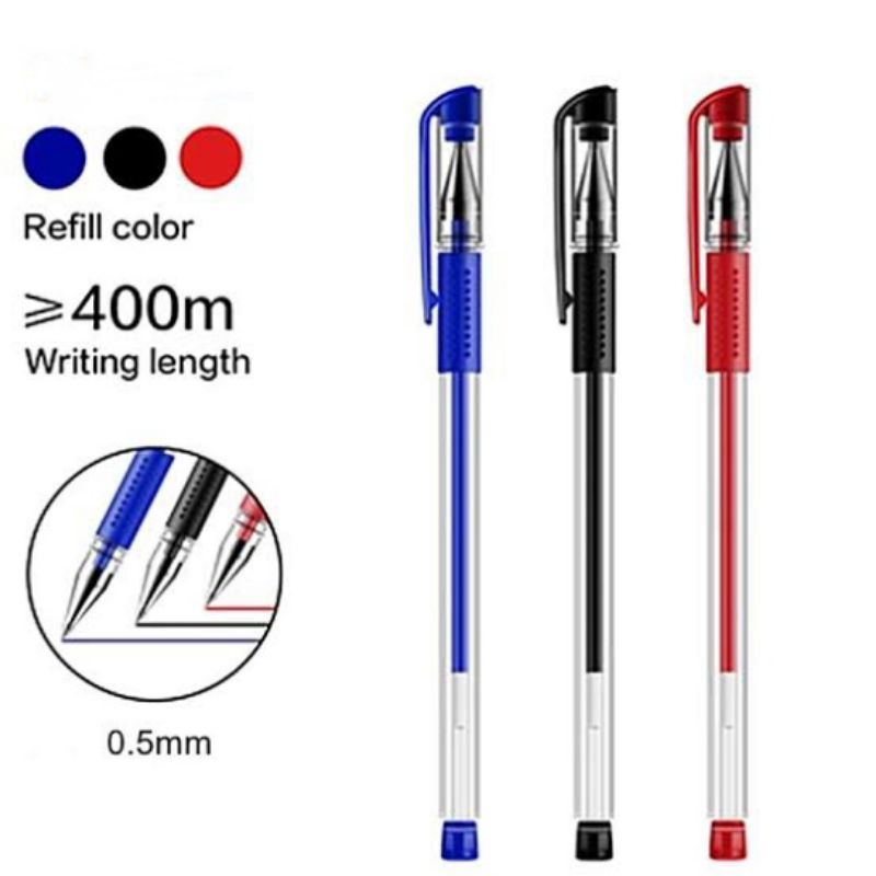 

Gel Pen 0.5mm Ballpoint Gel Black Blue Ink Color Pena Pulpen