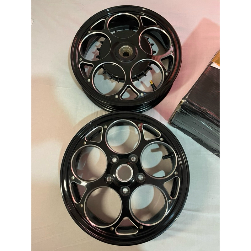 VELG CNC MODEL MARUS W125 VESPA MATIC R12 BLACK GLOSSY