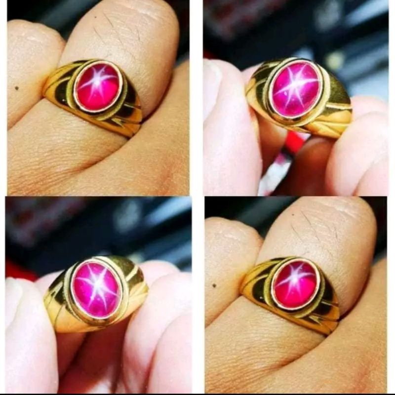 TERMURAH Cincin Batu Ruby American Star Asli Natural Siap Pakai