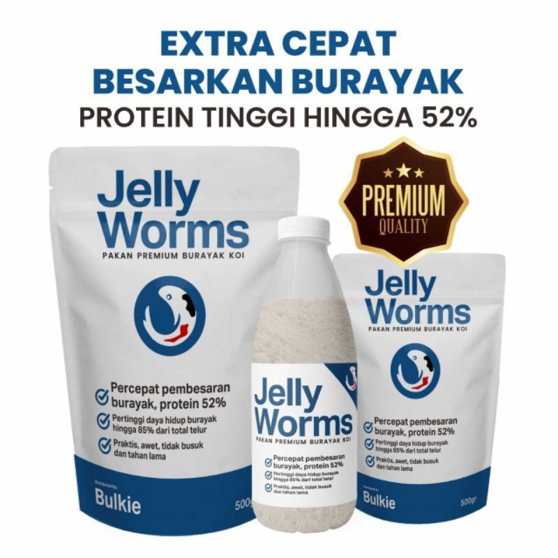 Pakan Burayak ikan cupang koi koki guppy Jelly worm Repack 10 gram