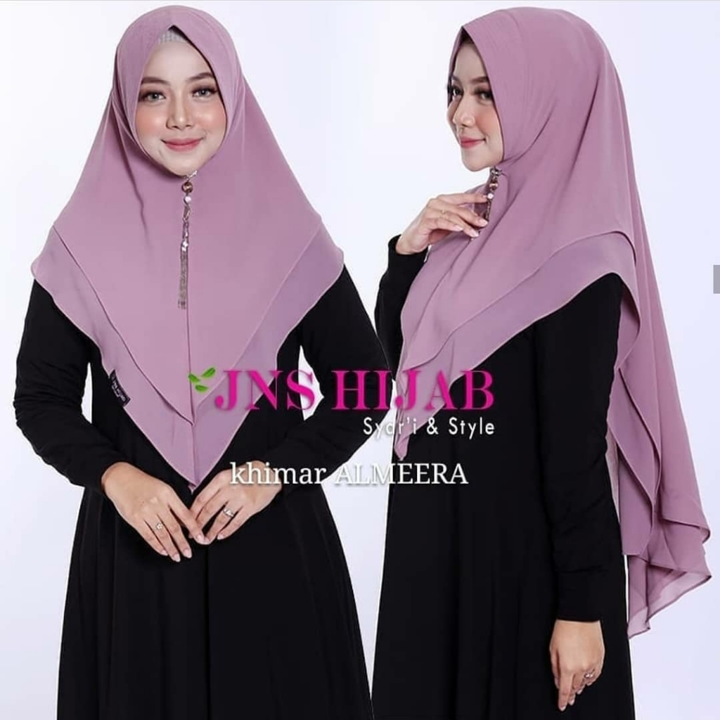 TERPOPULER khimar almeera hijab 2 layer ceruty keudung 2 layer pet antem jilbab standar ori jns