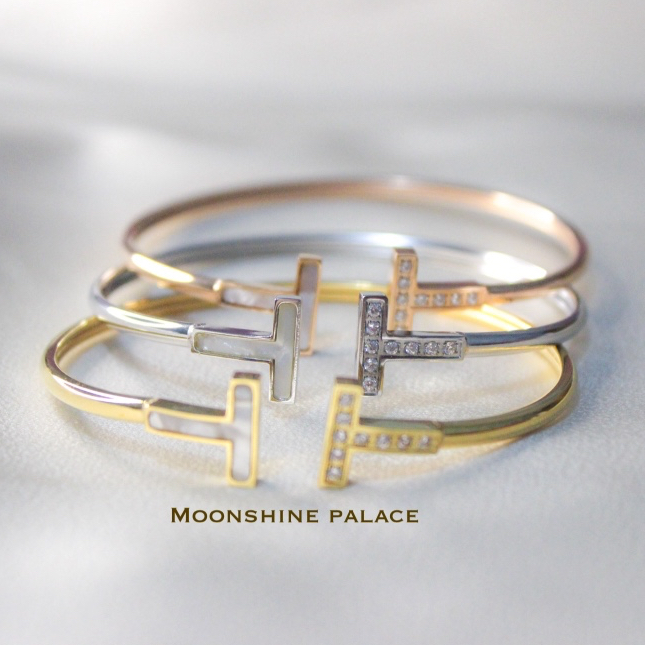 Gelang T Premium Titanium 14K Gold Plated Gelang Wanita Lapis Emas Bangle Gold Plated