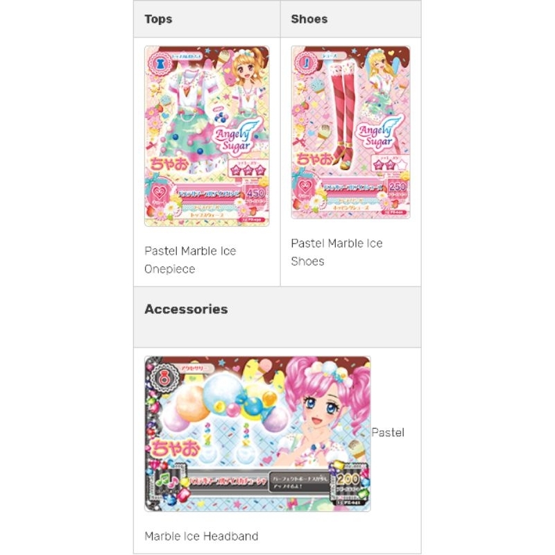 Kartu Aikatsu Angely Sugar Akari Ozora Ichigo Hoshimiya Madoka Amahane Card Set Ori Original Jepang 