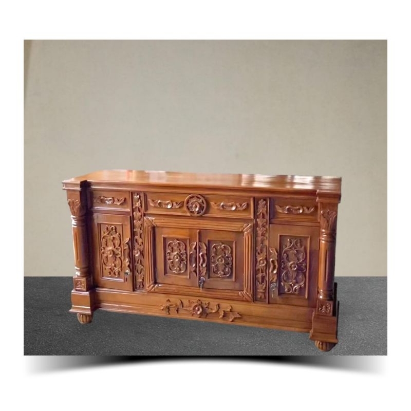 BIFET TV 150 CM MEJA TV BUFET SALUR KAYU JATI BIFET UKIR JEPARA