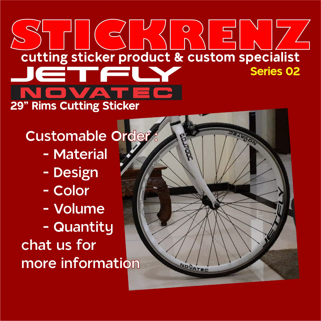 Cutting Sticker Stiker Rims Velg Sepeda MTB 29" Jetfly Novatec 02 Custom