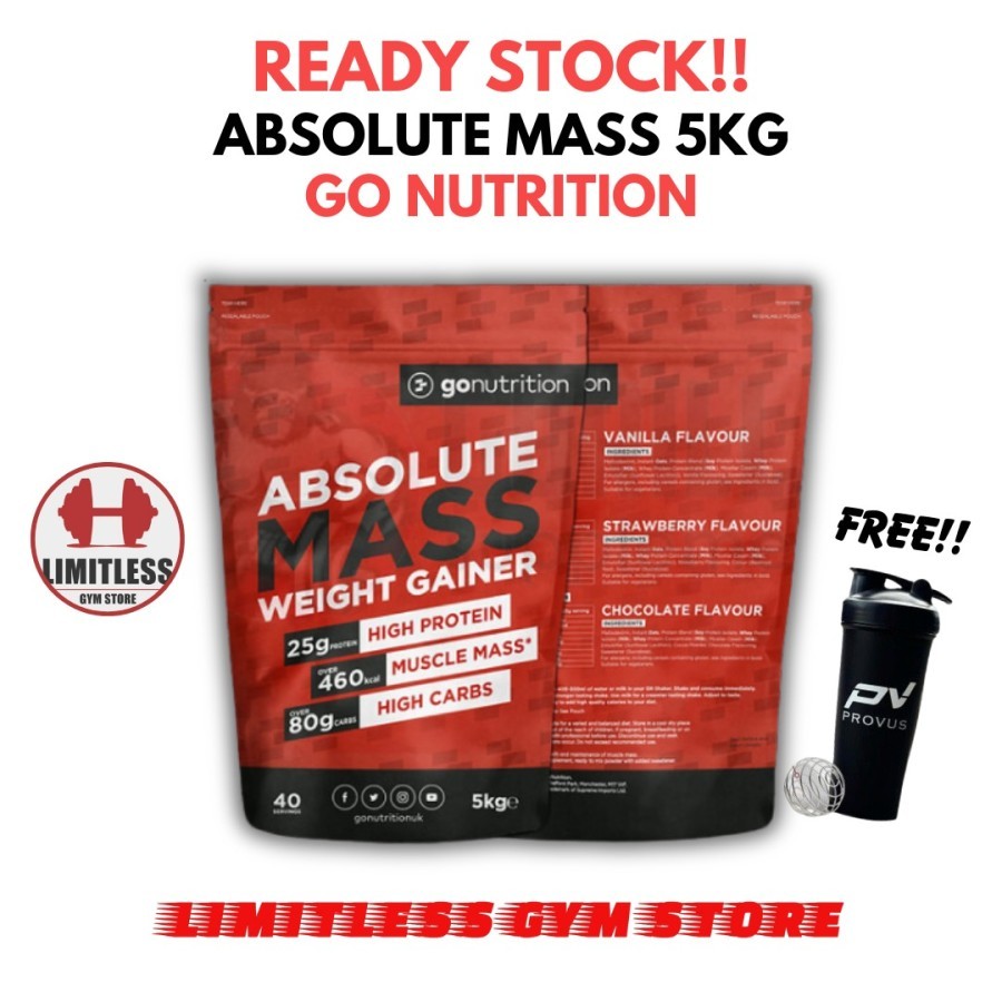 

(PROMO!) GoNutrition UK Absolute Mass Gainer 11 lbs - 5kg Susu Bulking Penambah Berat Badan BPOM Import