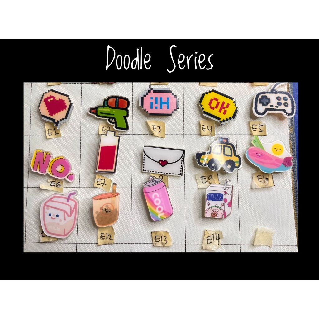 Mores Pin Akrilik Lucu Aksesoris Seri E (Doodle) untuk Tas Cute Pin Brooch Pin Bros Acrylic Korean S