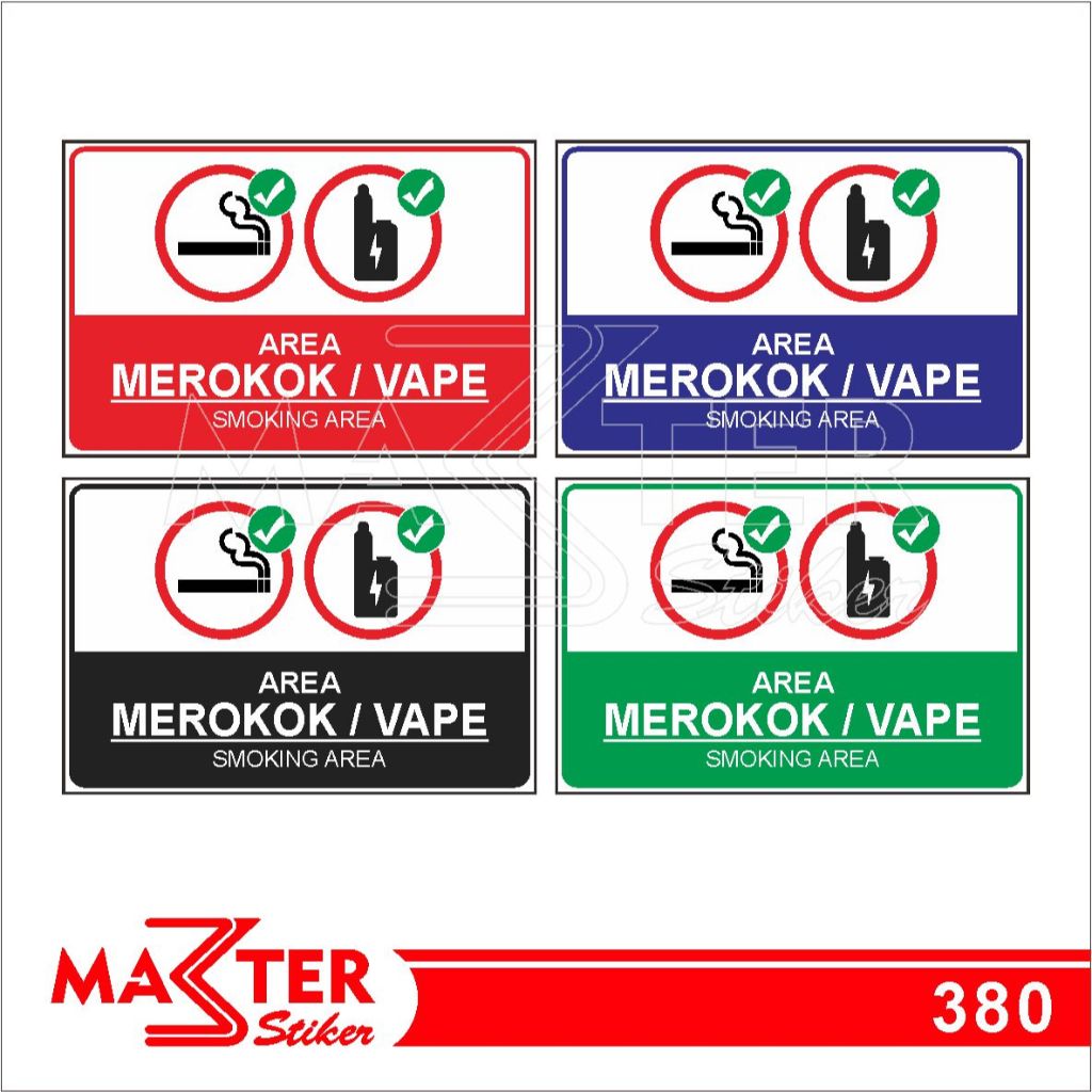 

380 - Stiker Area Merokok/Vape, Sticker Vinyl, Premium, Tahan Air, Termurah, dan Bisa Custom