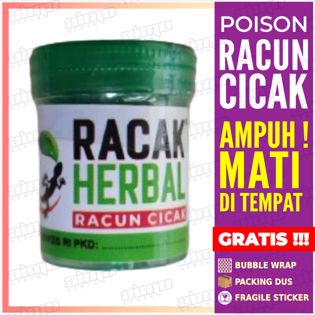 RACUN CICAK AMPUH RACAK HERBAL ALAMI GROSIR RACAK AGEN PEMBASMI CICAK MATI DI TEMPAT KEMASAN 20 gr