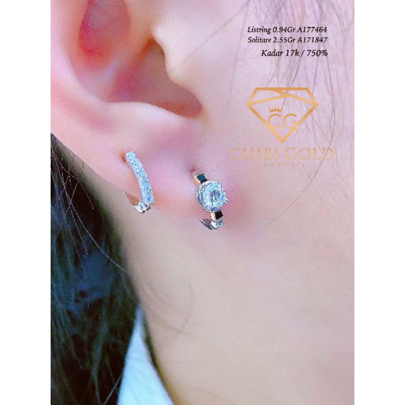 CHIBIGOLD - Anting soliter model jepit emas 750% 17k A171847