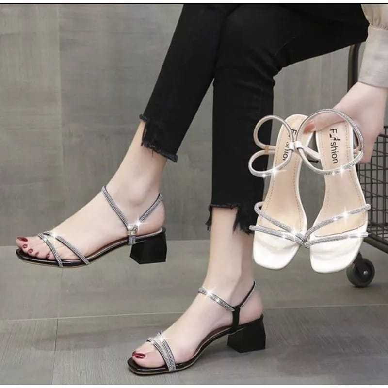 Sasakura Shoes Sandal High Heel Sepatu Wanita Remaja Perempuan Cantik Korean Style Pesta Import Sese