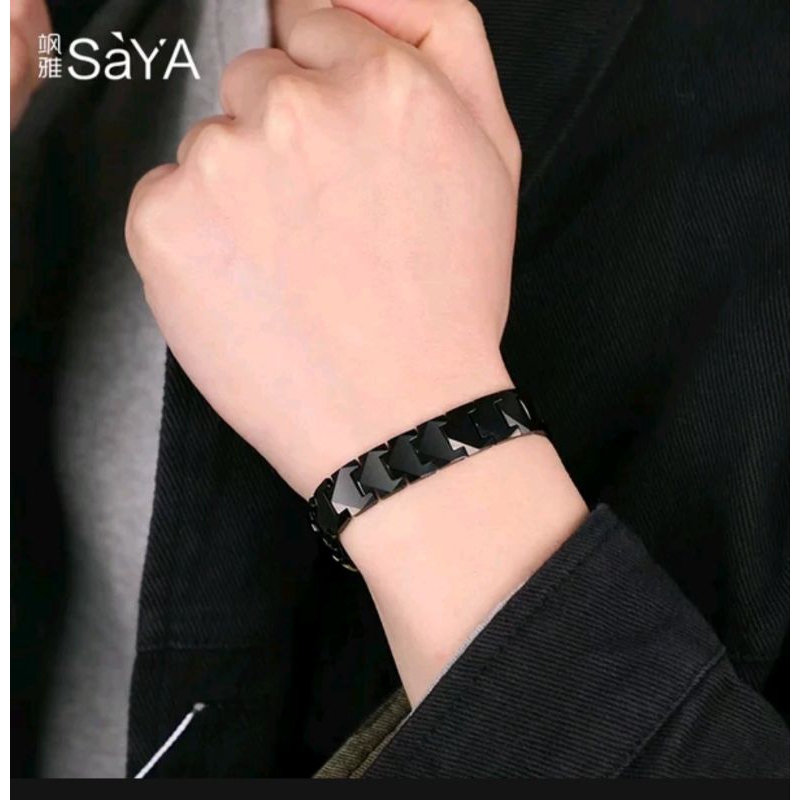 Gelang Tungsteen Bio G Terapi Kesehatan Germanium Bio Magnetik Oryginal Warna Hitam BUKAN STAINLES