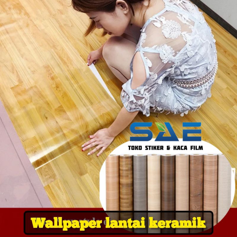 Wallpaper Sticker Lantai Keramik Dinding Dapur Meja Lemari Pintu Kayu Triplek Pvc Berperekat L-120Cm