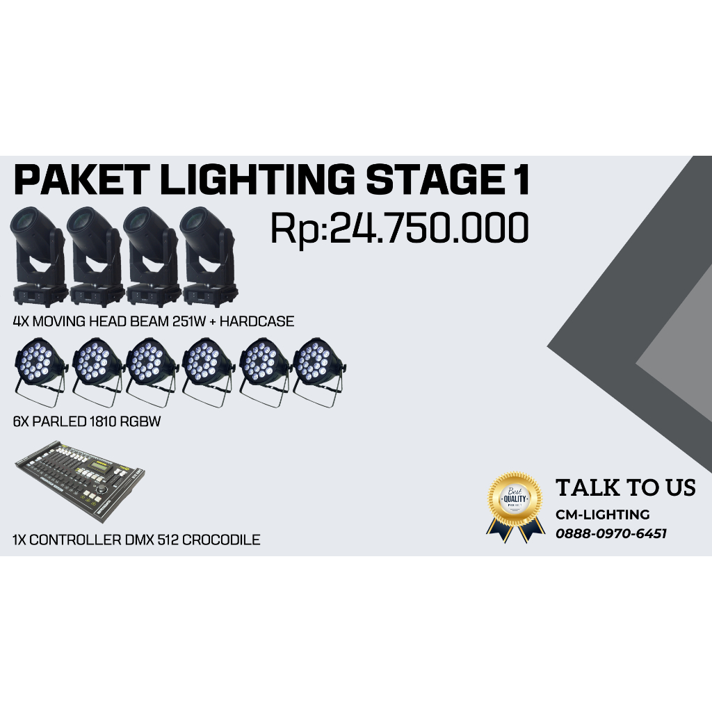 Paket Lighting Moving Head Beam 251 dan Parled 1810 Lampu Panggung / Stage Lighting Dmx512