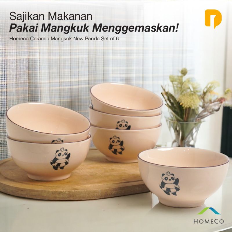 Mangkok Keramik Homeco Ceramic Mangkok New Panda Set of 6