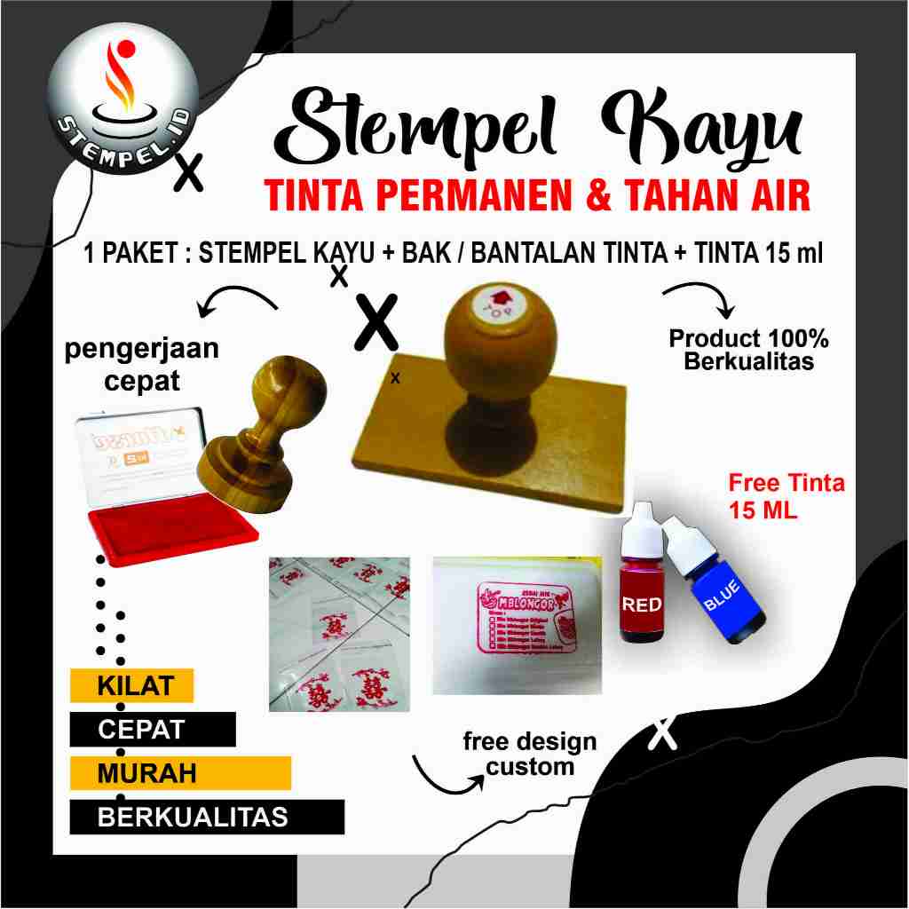 Stempel Custom Permanen, Stempel Anti Air, Stempel Plastik, Stempel Kayu Permanen