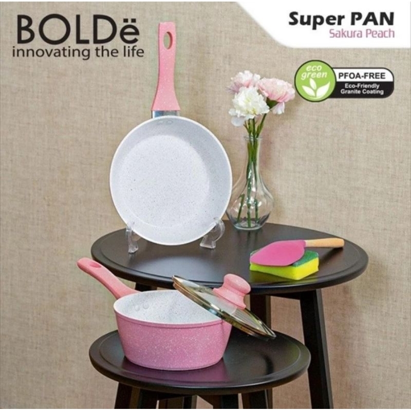 Bolde sakura peach pan set 5pcs anti lengket