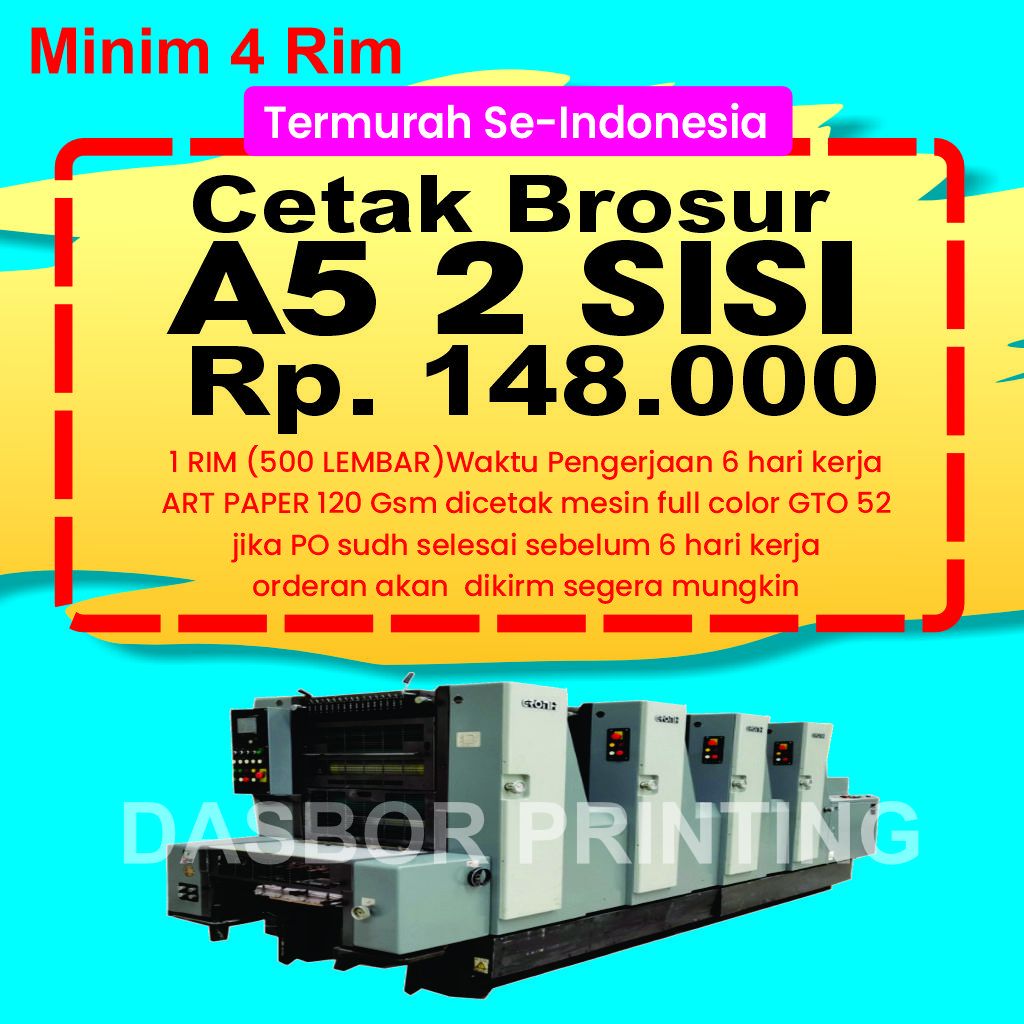 

Cetak Brosur A5 (2 Sisi) MIN 4 Rim | Art Paper 120 gr TERMURAH