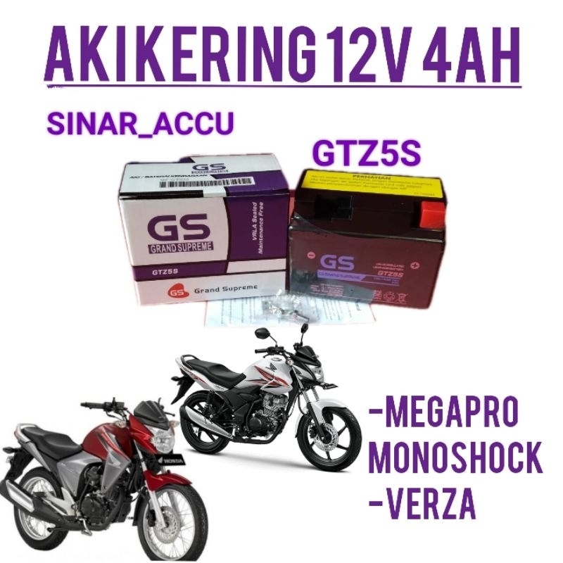 Aki motor Megapro monoshock, verza, aki kering l, aki gs grand supreme