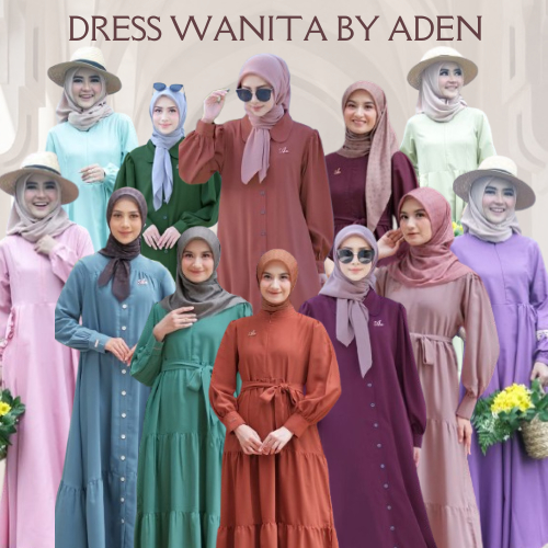 ADEN HIJAB - DRESS & ONE SET WANITA TERBARU Original  Gamis Wanita Masa Kini Bahan Nyaman Adem Jihan