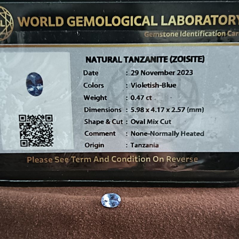 Batu Permata Loose Stone  Natural TANZANITE ( zoisite ) Memo WGL