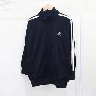 Jaket Tractop Adidas Hitam List Putih Pria Wanita Premium Quality Bahan Tebal