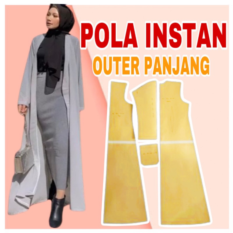 BISA COD✔️ Pola instan OUTER PANJANG - pola jahit outer panjang - pola cardigan panjang - pola jipla