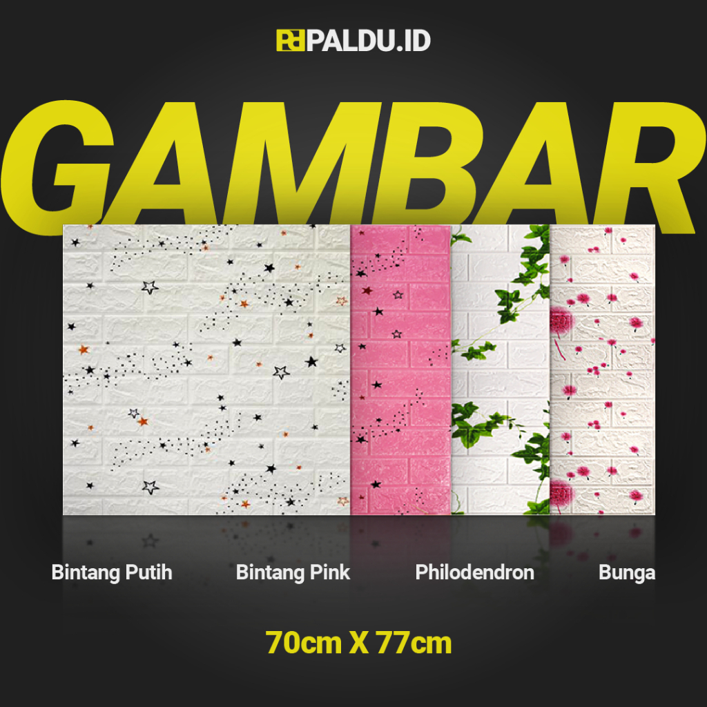 Paldu ID - WALLPAPER STIKER 70cm x 77cm Motif Gambar 3D Foam Aesthetic Wallpaper Dekorasi Ruang Tamu