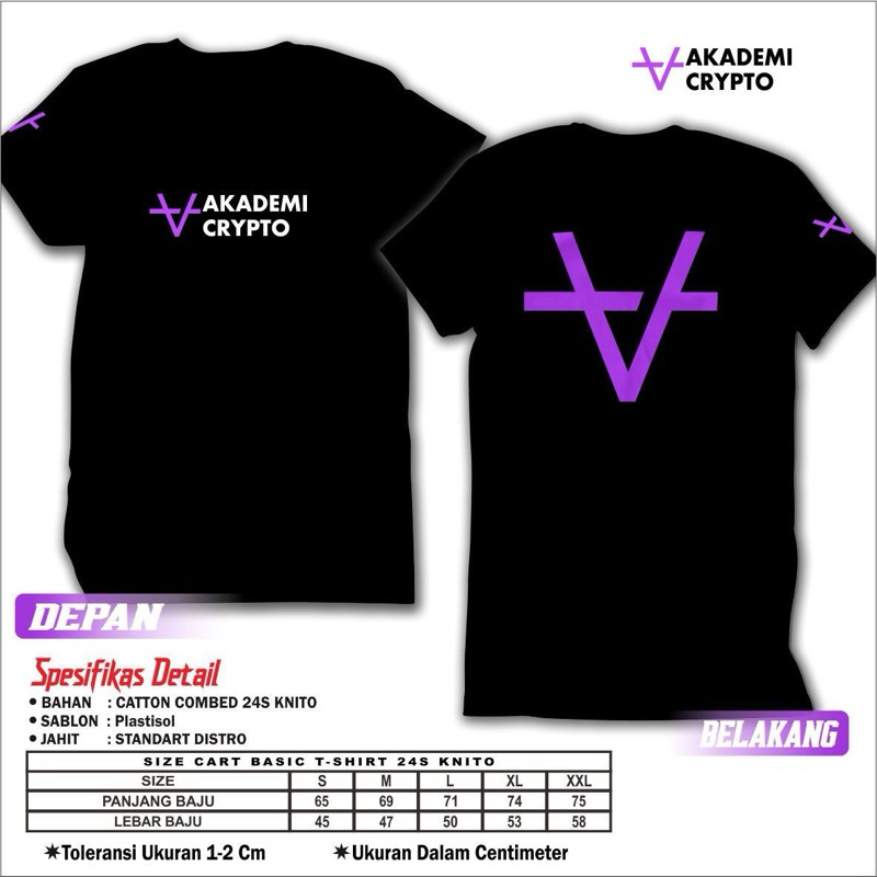 kaos crypto premium V1 - kaos akademi crypto - kaos trader - kaos pria - unisex pria wanita