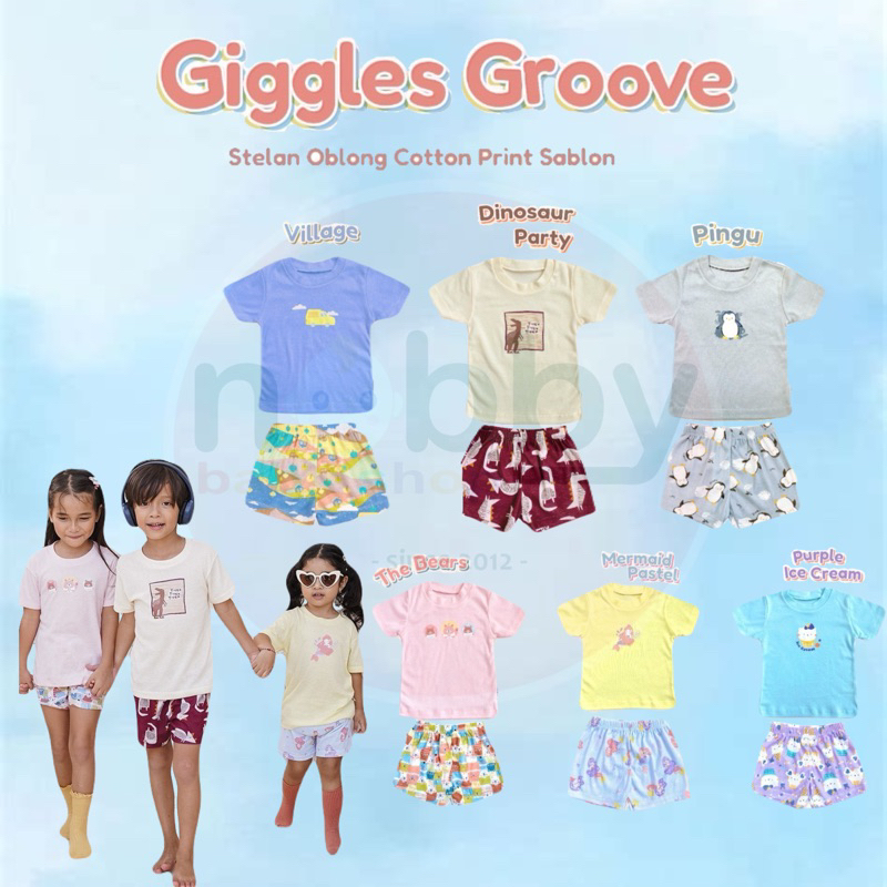 LIBBY - Giggles Groove - Setelan Oblong Pendek Tipis Size SML 2L XL XXL