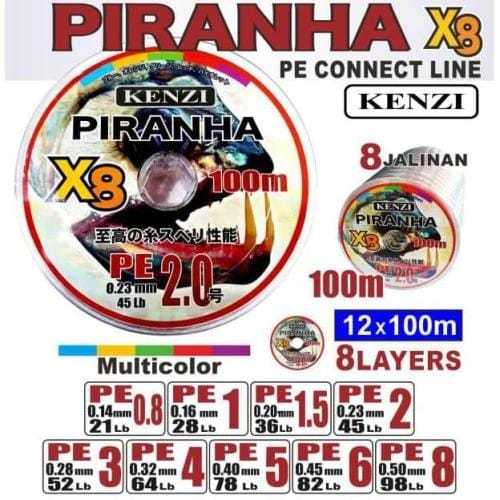 SENAR BRAID KENZI PIRANHA X8 || BENANG PANCING KENZI ||LINE SENAR KENZI PIRANHA X8 || ORI