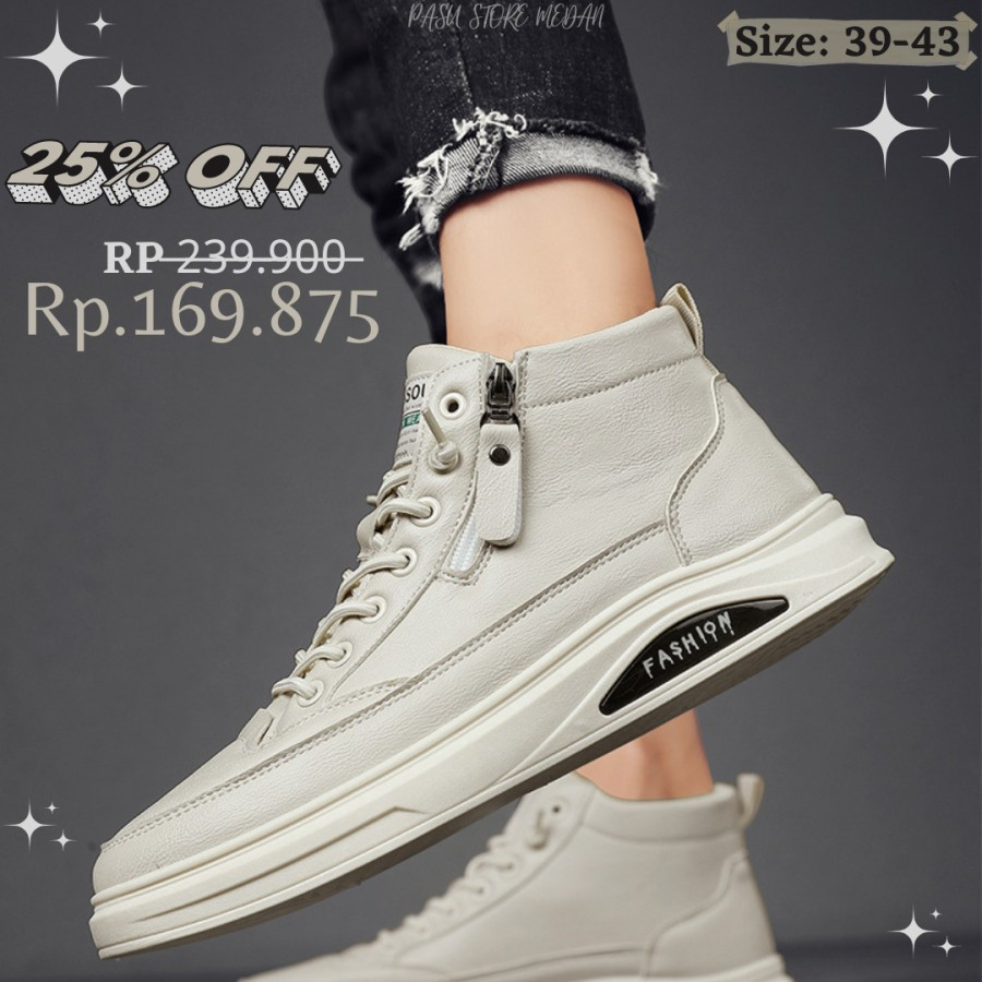 Sepatu Hight putih 39-43 Sneaker Pria Wanita outdoor boots Medan murah - 39