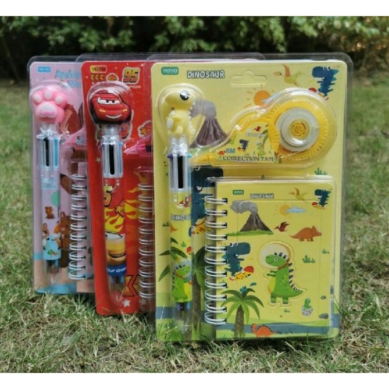 

Paket Alat Tulis Anak Set Karakter/ Set Stationary pulpen, correction, note Book Motif Karakter Lucu 8023