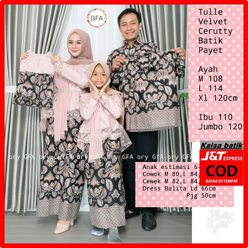 Baju Batik Couple Kebaya Keluarga Set Pakaian Keluarga Sarimbit Batik Kebaya Brokat Keluarga Seragam