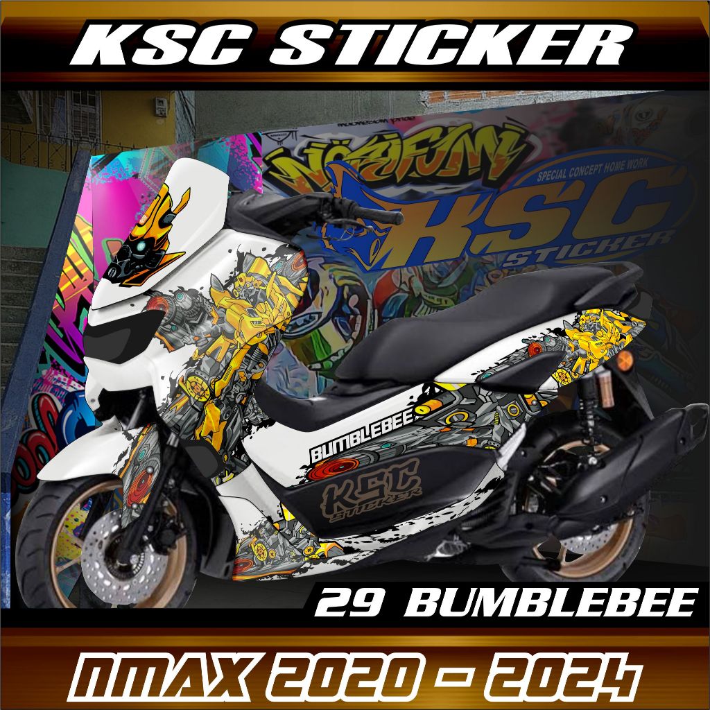 Decal Stiker FullBody  FullSet Visor Motor Yamaha Nmax New 2020/2021/2022/2023/2024 Bumblebee [KD-29