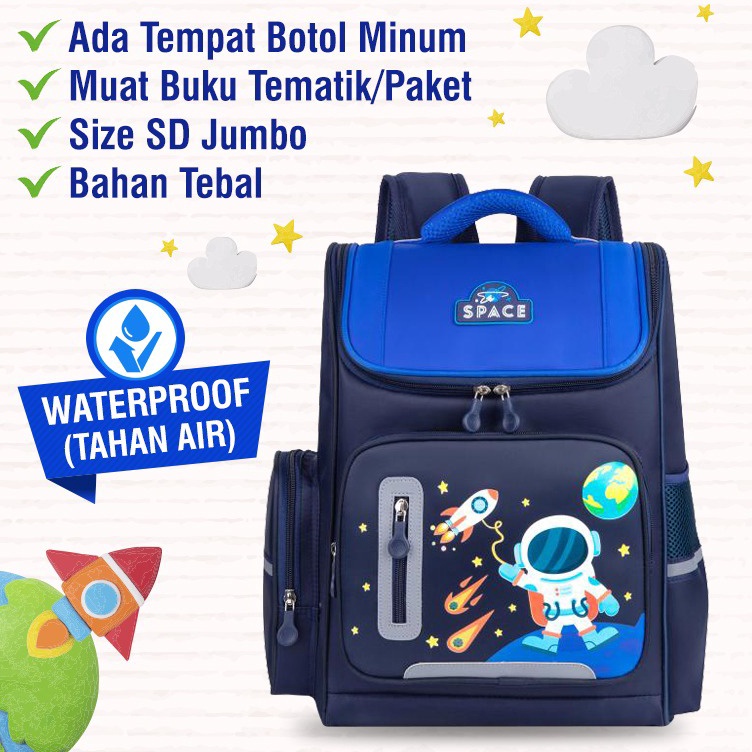 Tas ransel Astronot waterproof tas sekolah SD anak laki laki motif Astronot backpack anak sekolah As