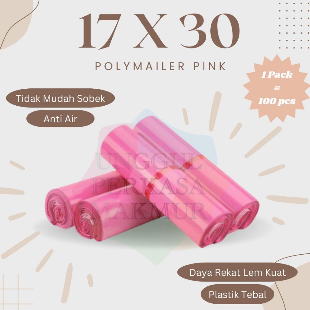 

Plastik POLYMAILER Pink 17 x 30 Kantong Packing Lem Polimailer Merah Muda