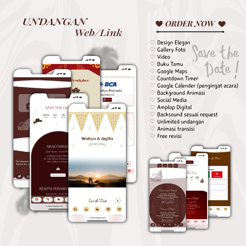 Undangan Digital Website Adat Batak/Karo/Toba/Mandailing/Palembang