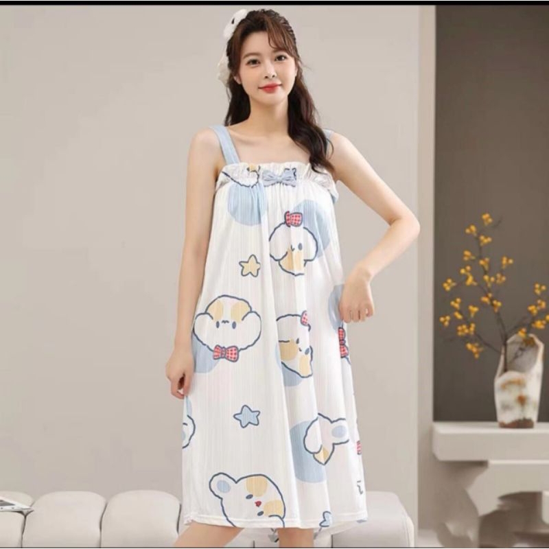 DASTER BUNTUNG MURAH IMPORT BLACKPINKK / Daster Yukensi Kerut Dada Simanis Tanpa Lengan / Baju Tidur