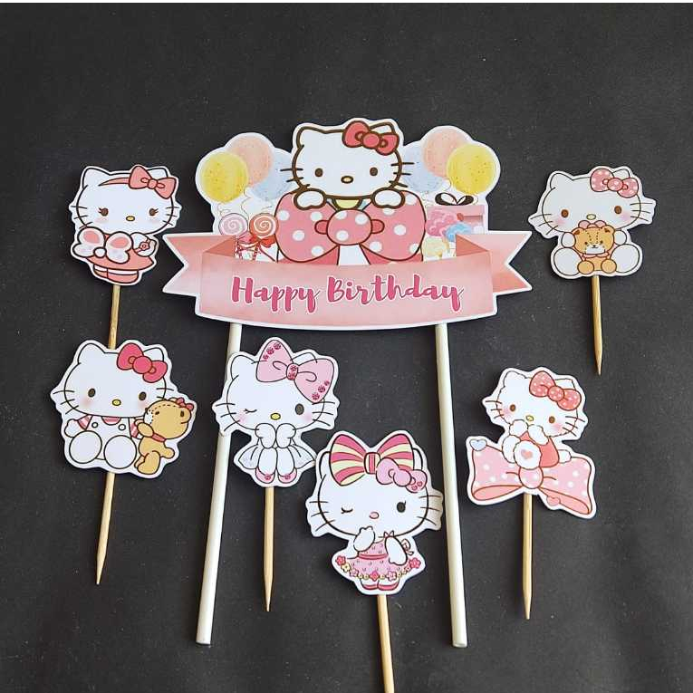 topper hello kitty hiasan kue ulang tahun