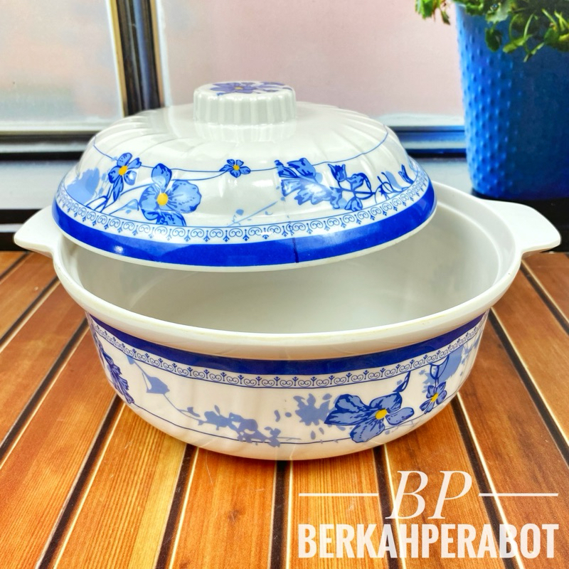 1PCS MANGKUK SAYUR BESAR MELAMIN TUTUP PRASMANAN | MANGKUK MELAMIN TIONGKOK BIRU | UKURAN 23CM