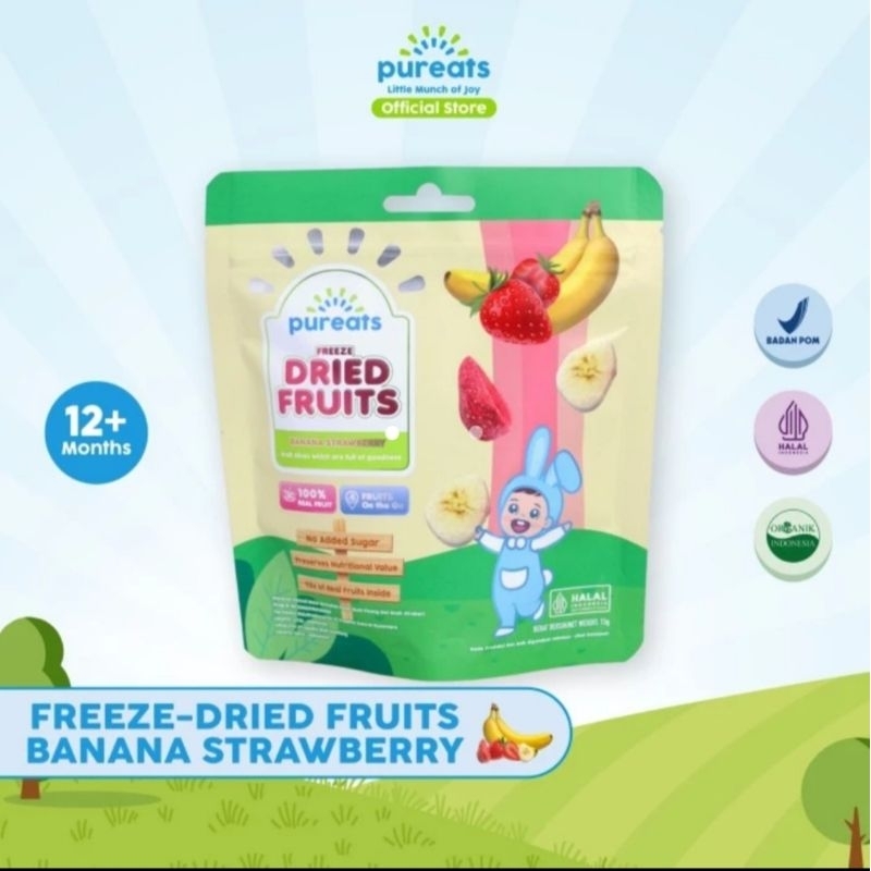 Pureats Freeze Dried Fruits Banana Strawberry - Snack Balita Buah