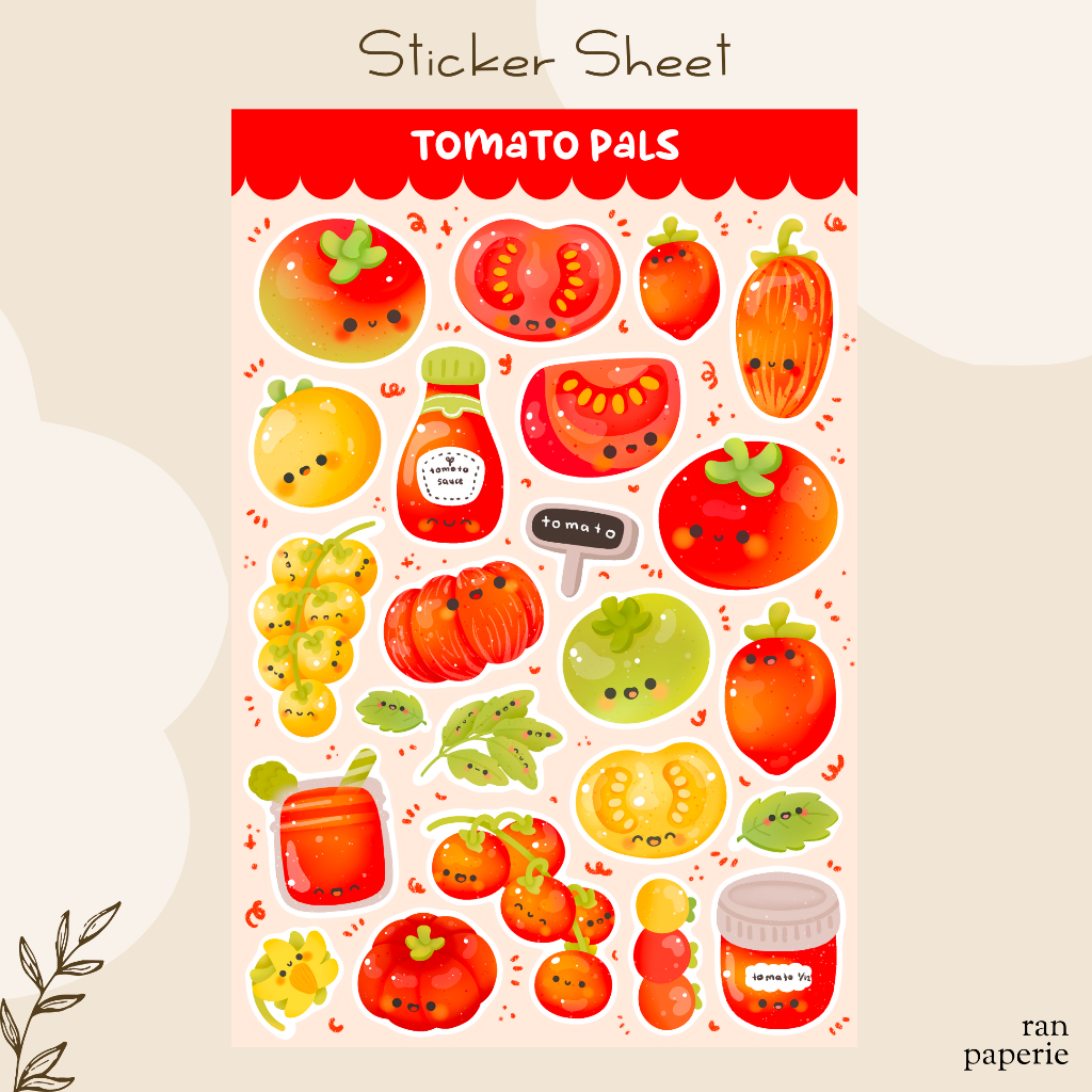 

Tomato Sticker Sheet Stiker Jurnal Deco Journaling Bujo Journal Lucu Waterproof Tahan Air