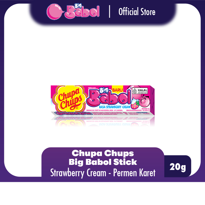 

Chupa Chups Big Babol Strawberry Stick 20g - Permen Karet Rasa Stroberi 1pc