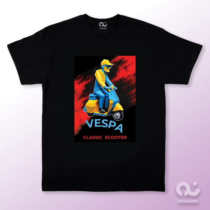 ORIGAMEE Kaos VESPA / Kaos Distro Pria / Wanita Cotton Combed 24s lengan pendek 30s lengan panjang O