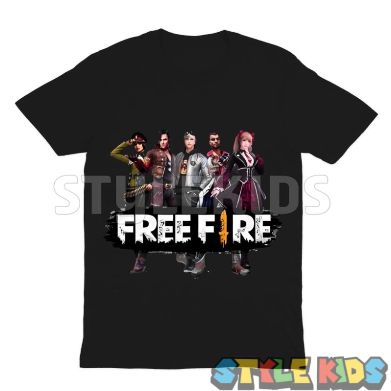 (BISA COD) FREE NAMA Kaos Anak Laki laki Perempuan Logo Free Fire T-shirt Anak Laki laki Perempuan L